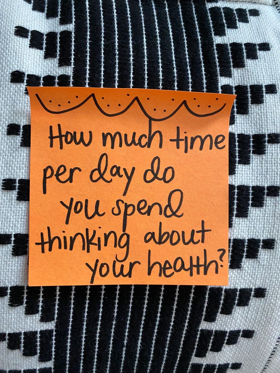 <p>How much time per day do you spend thinking about your health?</p>
