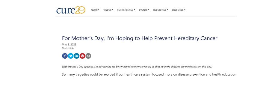 <p>Trying to Prevent Hereditary <a href="https://themighty.com/topic/cancer/?label=Cancer" class="tm-embed-link  tm-autolink health-map" data-id="5b23ce6a00553f33fe98f050" data-name="Cancer" title="Cancer" target="_blank">Cancer</a> this Mother's Day</p>