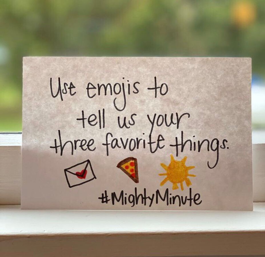 <p>Use emojis to tell us your three favorite things.</p>