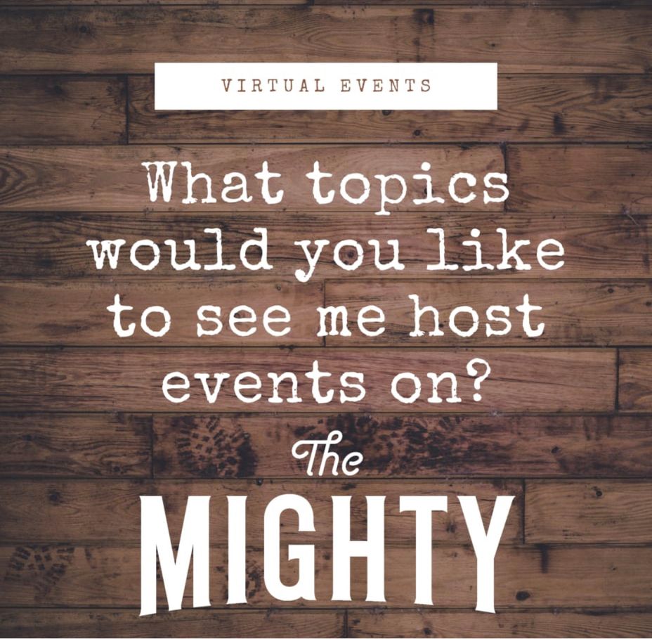 <p>What topics would you like to see me host events on? <a class="tm-topic-link ugc-topic" title="wearemightytogether" href="/topic/wearemightytogether/" data-id="5b60ad1eb7d78300aeb3bbeb" data-name="wearemightytogether" aria-label="hashtag wearemightytogether">#wearemightytogether</a> </p>