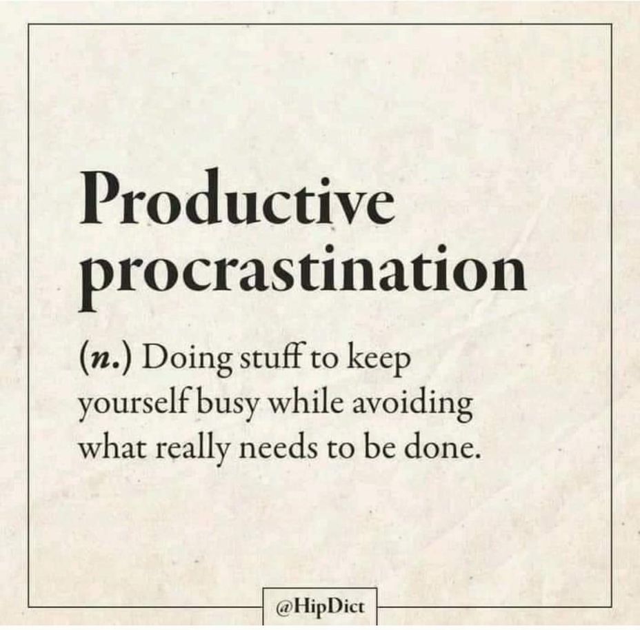 <p>Productive procrastination, can you relate?</p>