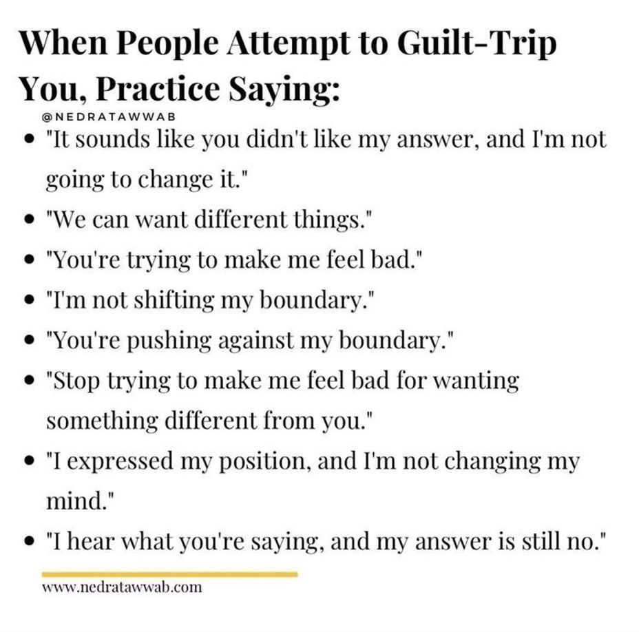 <p>Guilt Tripping</p>