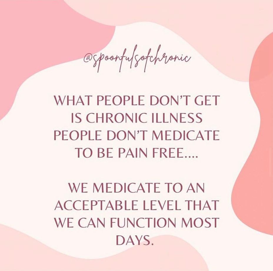 <p>We Don’t Medicate To Be Pain Free But To Function Most Days</p>