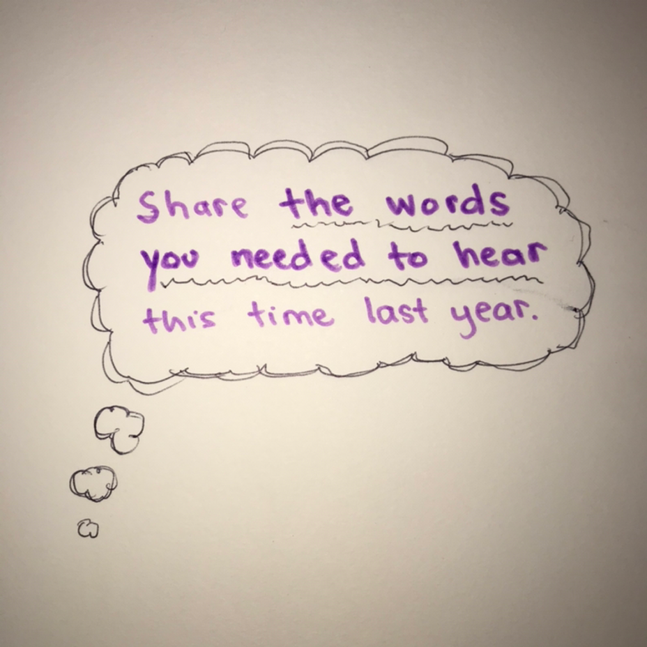 <p>Share the words you needed to hear this time last year. 💭</p>