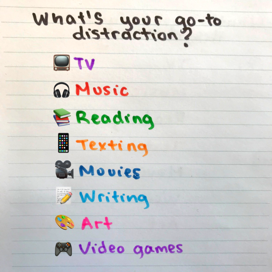 <p>What’s your go-to distraction?</p>