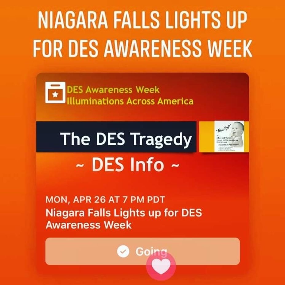 <p>Niagara Falls Lights Up for DES (Diethylstilbestrol) Awareness Week</p>