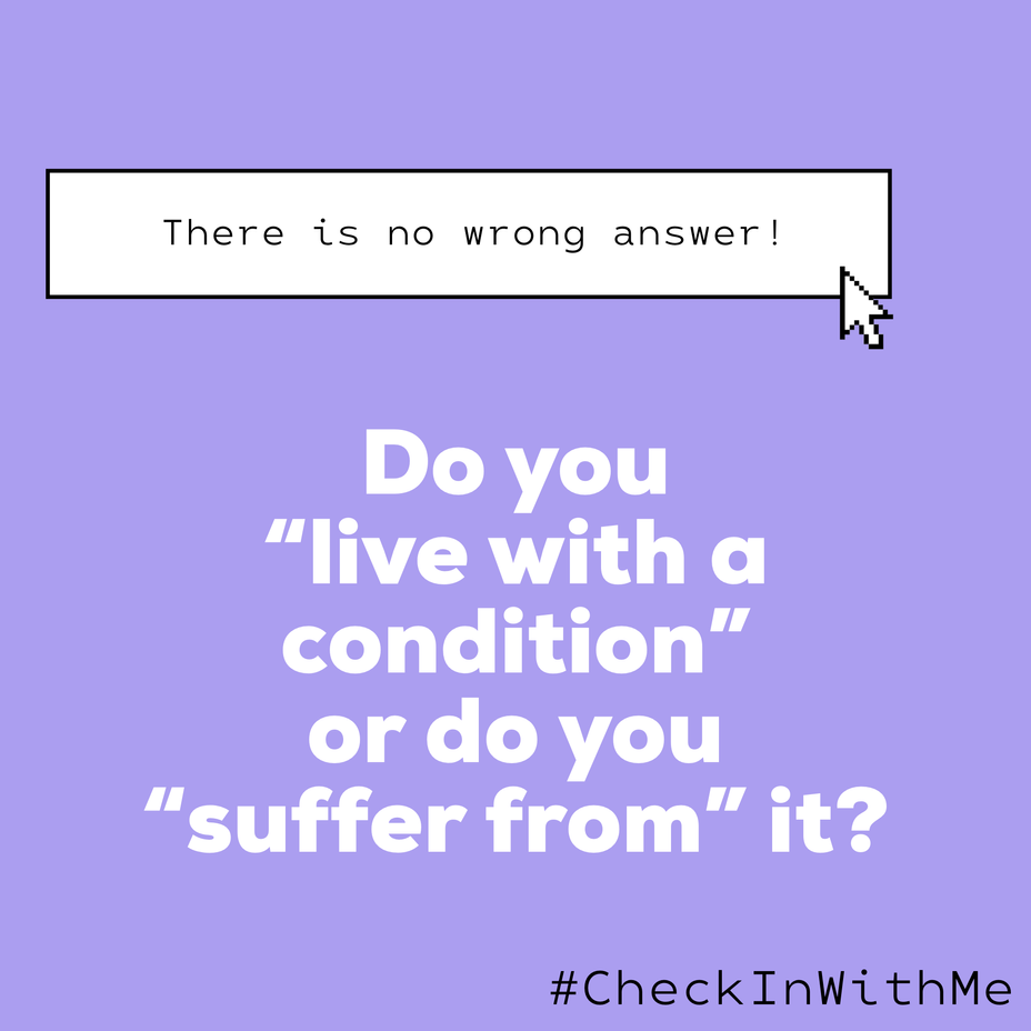 <p>Do you “live with a condition” or do you “suffer from” it?</p>