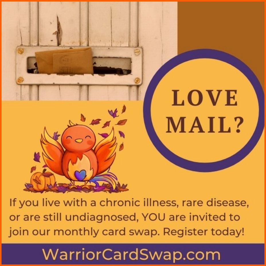 <p>Warrior Card Swap <a class="tm-topic-link mighty-topic" title="Multiple Sclerosis" href="/topic/multiple-sclerosis/" data-id="5b23ce9f00553f33fe998486" data-name="Multiple Sclerosis" aria-label="hashtag Multiple Sclerosis">#MultipleSclerosis</a>  <a class="tm-topic-link mighty-topic" title="#MightyPets Community" href="/topic/mightypets/" data-id="5bbff887e4e4cc00ac2a02a2" data-name="#MightyPets Community" aria-label="hashtag #MightyPets Community">#MightyPets</a>  <a class="tm-topic-link mighty-topic" title="Mighty Cards" href="/topic/mightycards/" data-id="5c50fb8281091000c9fcceee" data-name="Mighty Cards" aria-label="hashtag Mighty Cards">#MightyCards</a>  <a class="tm-topic-link mighty-topic" title="Post-traumatic Stress Disorder (PTSD)" href="/topic/post-traumatic-stress-disorder-ptsd/" data-id="5b23ceac00553f33fe99a7d3" data-name="Post-traumatic Stress Disorder (PTSD)" aria-label="hashtag Post-traumatic Stress Disorder (PTSD)">#PTSD</a>  <a class="tm-topic-link mighty-topic" title="Raynauds Phenomenon" href="/topic/raynauds-phenomenon/" data-id="5b23ceb100553f33fe99b4f7" data-name="Raynauds Phenomenon" aria-label="hashtag Raynauds Phenomenon">#RaynaudsPhenomenon</a>  <a class="tm-topic-link ugc-topic" title="sjogren" href="/topic/sjogren/" data-id="5cc5dc491792df00e35be425" data-name="sjogren" aria-label="hashtag sjogren">#sjogren</a> 's</p>