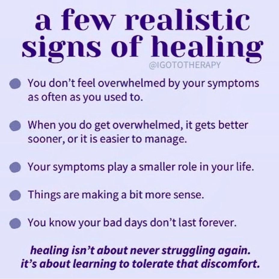 <p>Realistic Healing 💜</p>