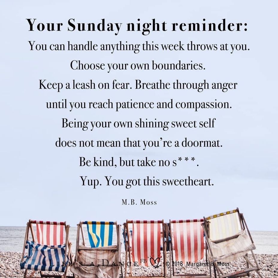 <p>Your Sunday night or any night/day reminder:</p>