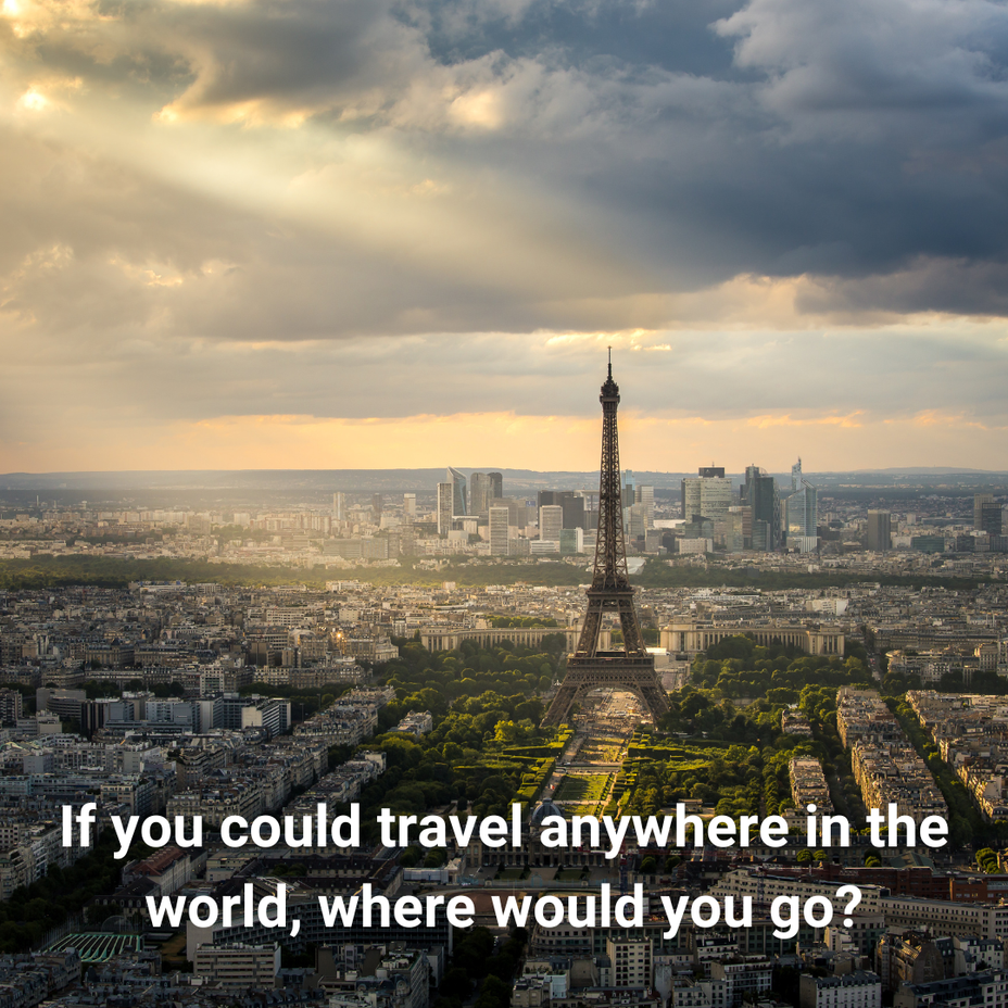 <p>If you could travel anywhere in the world, where would you go?</p>