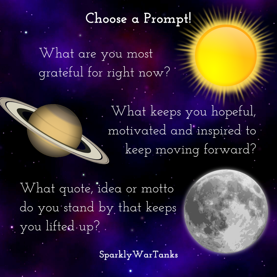 <p>The sun, moon or saturn? Let's choose a prompt!</p>