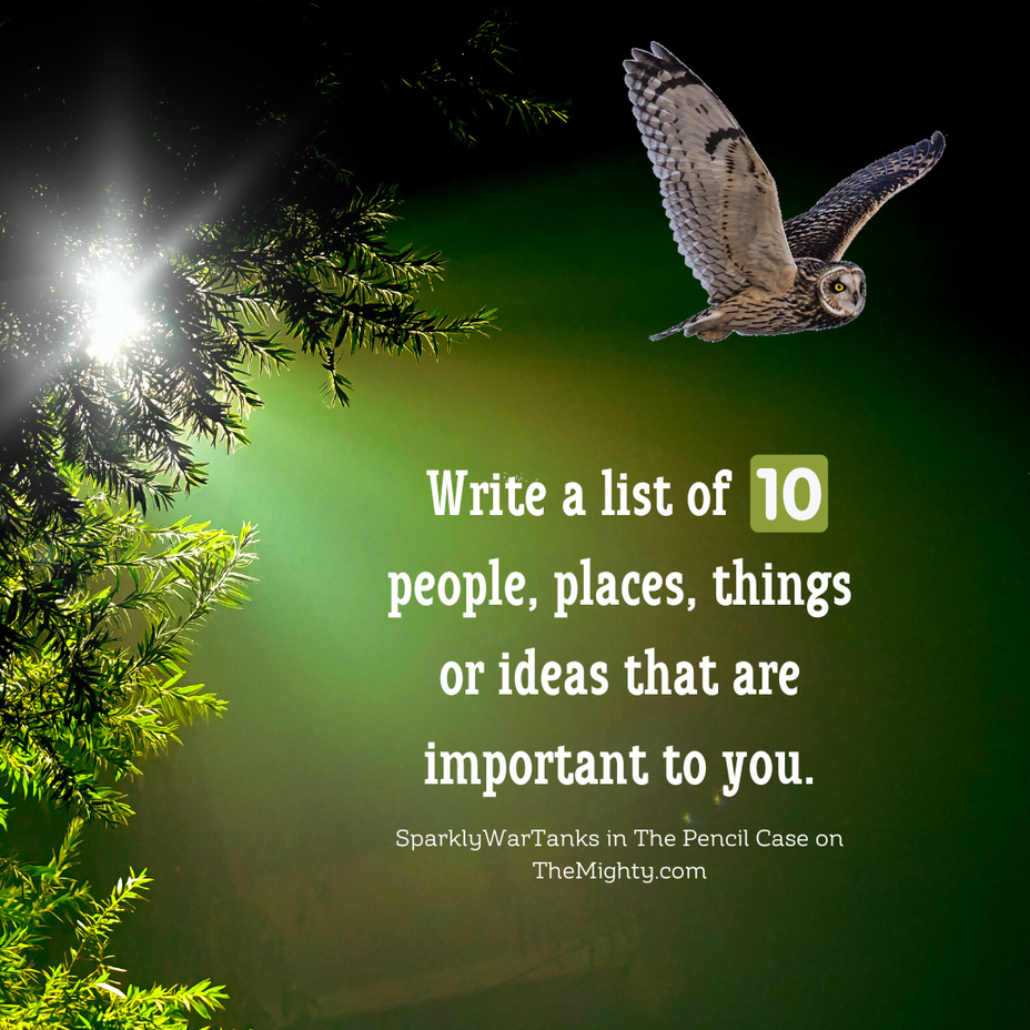 <p>Write a list of 10 people, places, things or ideas that are important to you.</p>