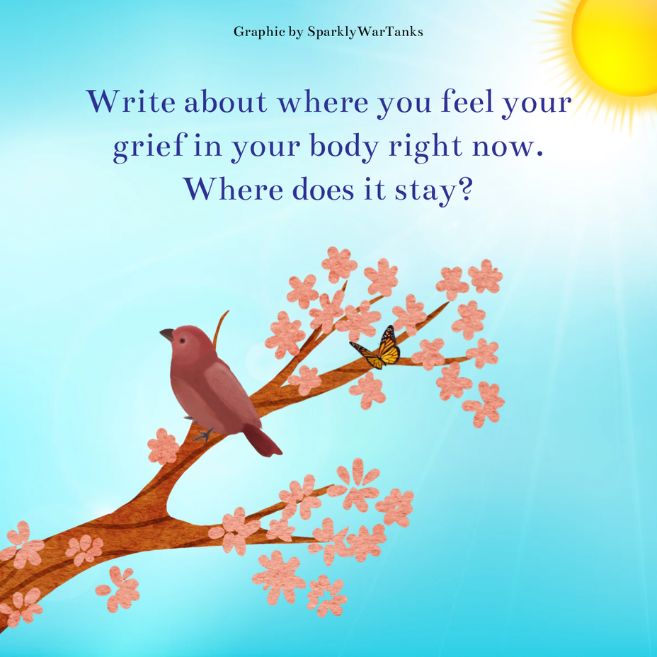 <p>Write about where you feel your grief in your body right now. Where does it stay?</p>